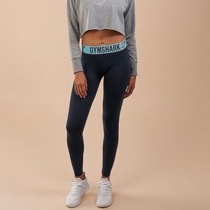 Gymshark Fit Leggings Charcoal Light Blue Full Length Size Medium Workout